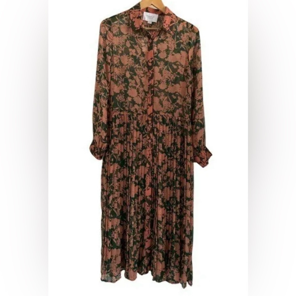 The Shirt pleated chiffon floral dress